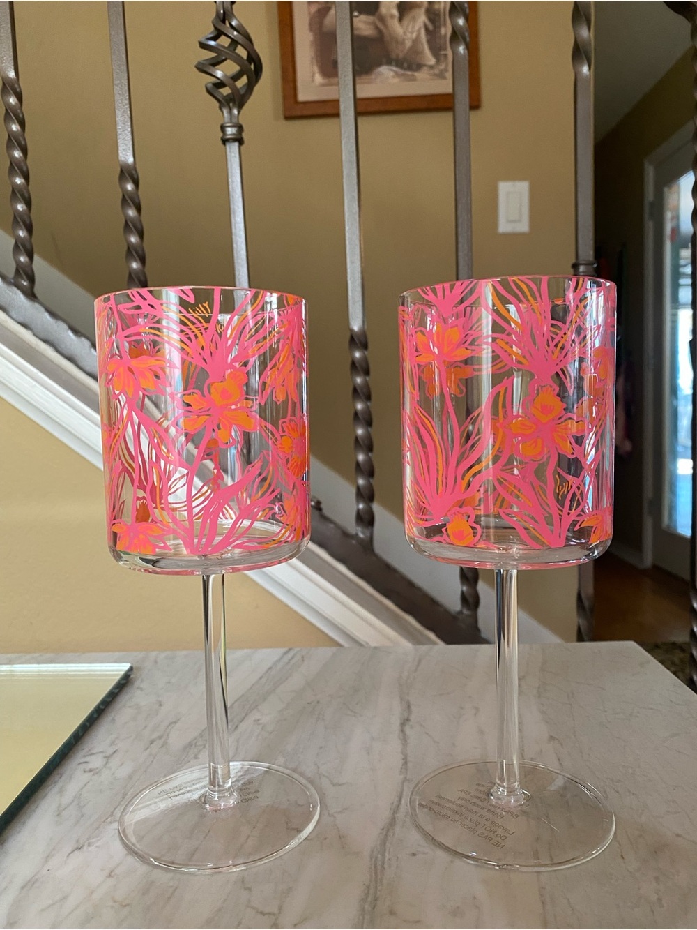 Lilly Pulitzer Pink & Coral Wine Stemmed Glasses - Set of 2